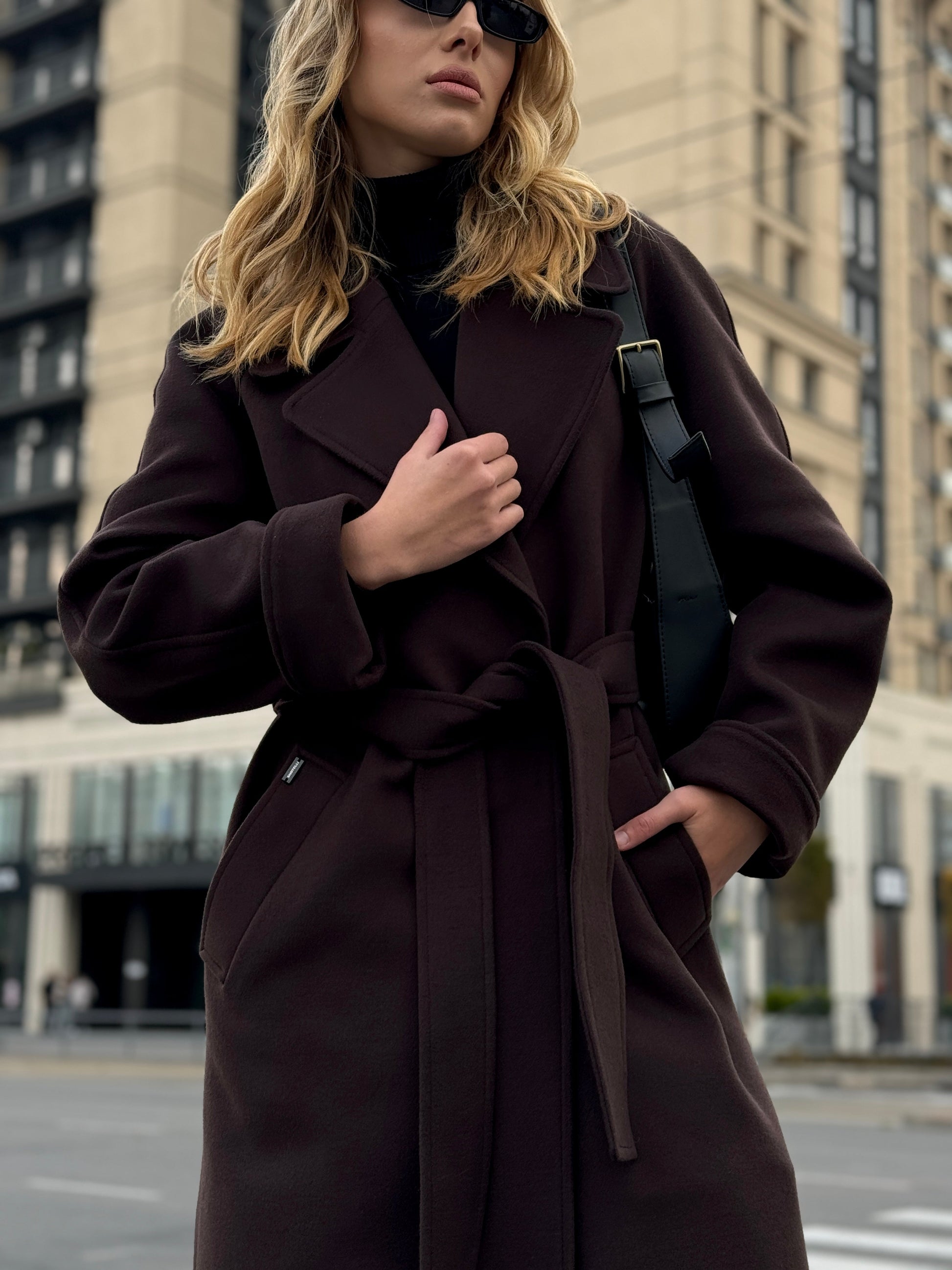 Emily Classic Wool Blend Overcoat in Rich Chocolate