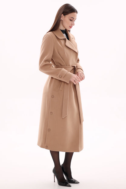 Camille Cashmere Blend Coat in Camel Camel