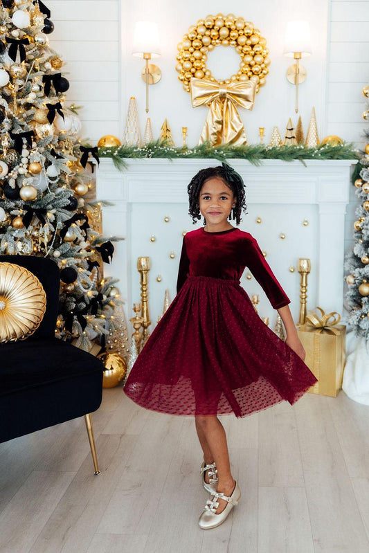 Cranberry Velvet Tutu Dress