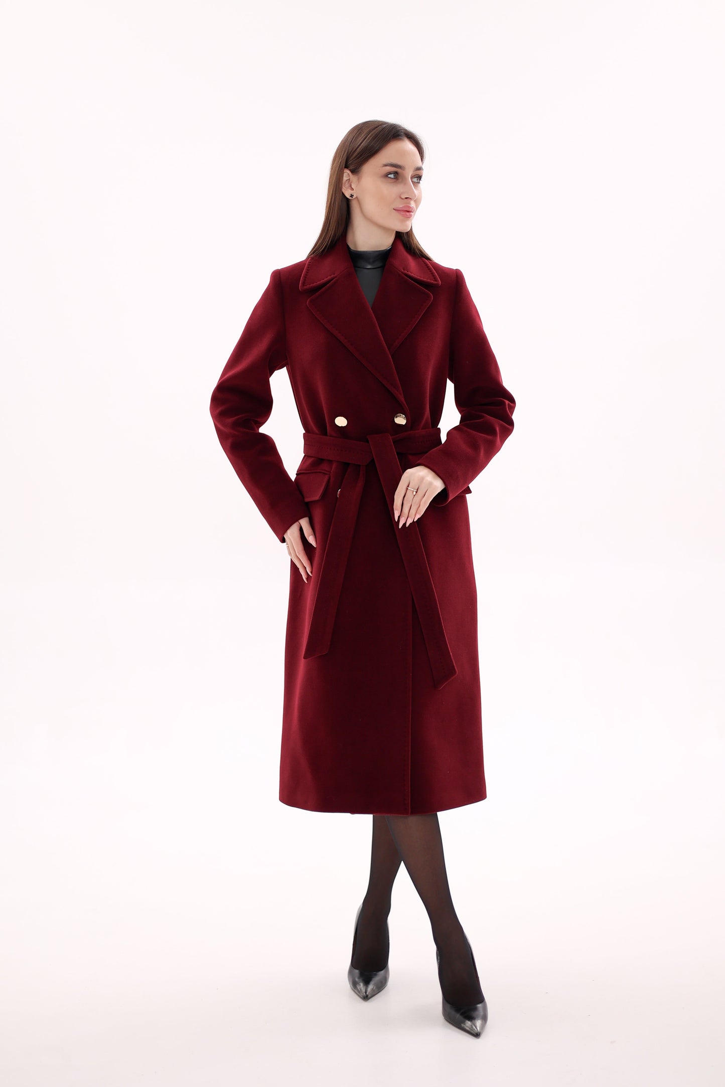 Denise Cashmere Blend Overcoat in Bordeaux