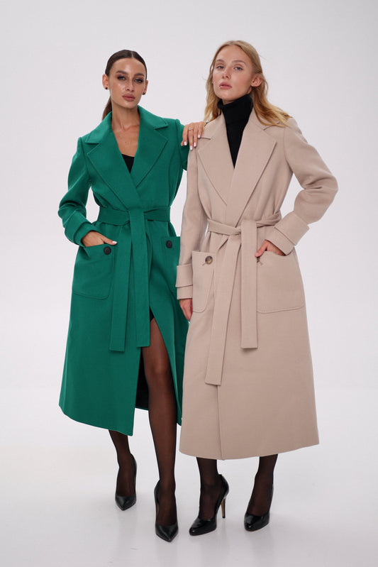 Eliza Classic Cashmere Wool Blend Overcoat in Nude Nude