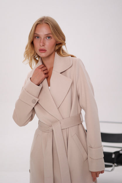 Camille Cashmere Blend Coat in Beige
