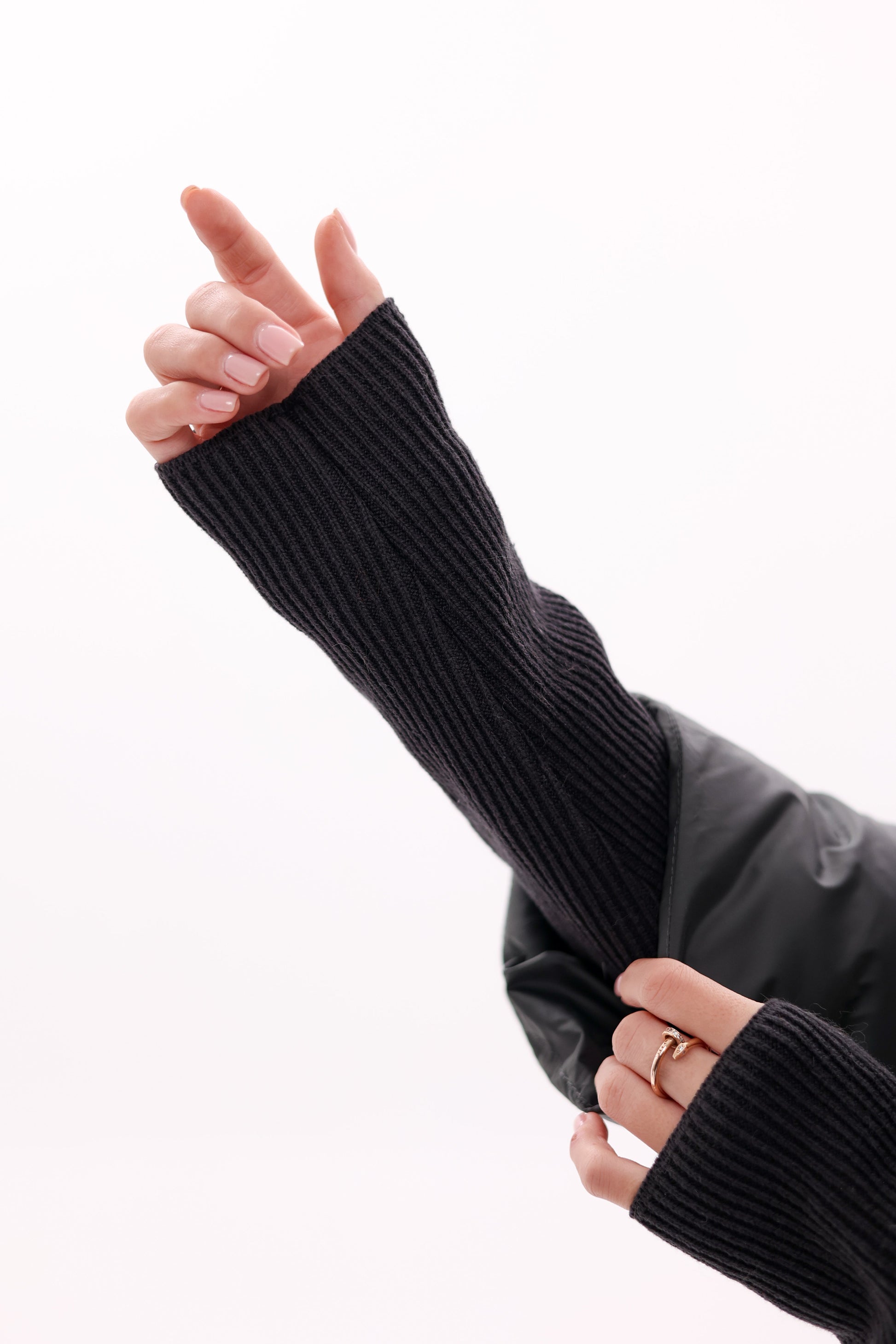 Genuine Fur Trim Down Fill Coat in Black