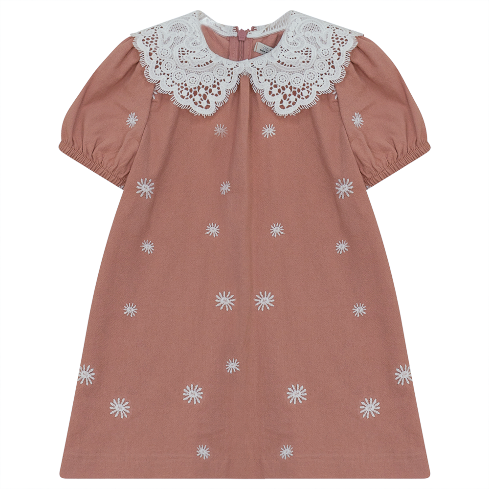 Dress With Lace Collar Pink