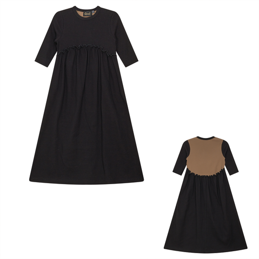 Dress With Contrast Back Black Tan