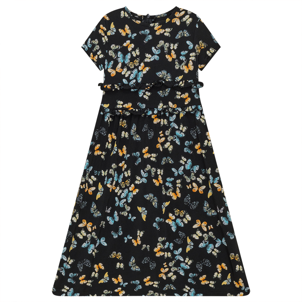 Dress with Ruffles Butterflys Print
