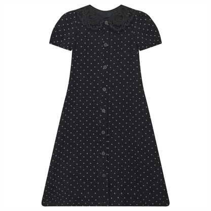 Dress Robe With Elastic Cuffs Black White