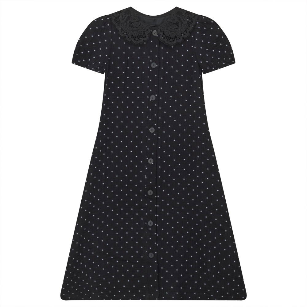 Dress Robe With Elastic Cuffs Black White