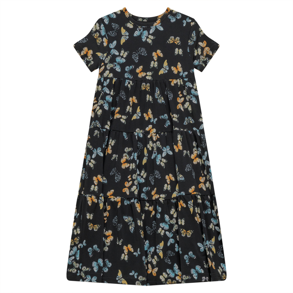Three Layered Butterfly Print Dress Butterflys Print