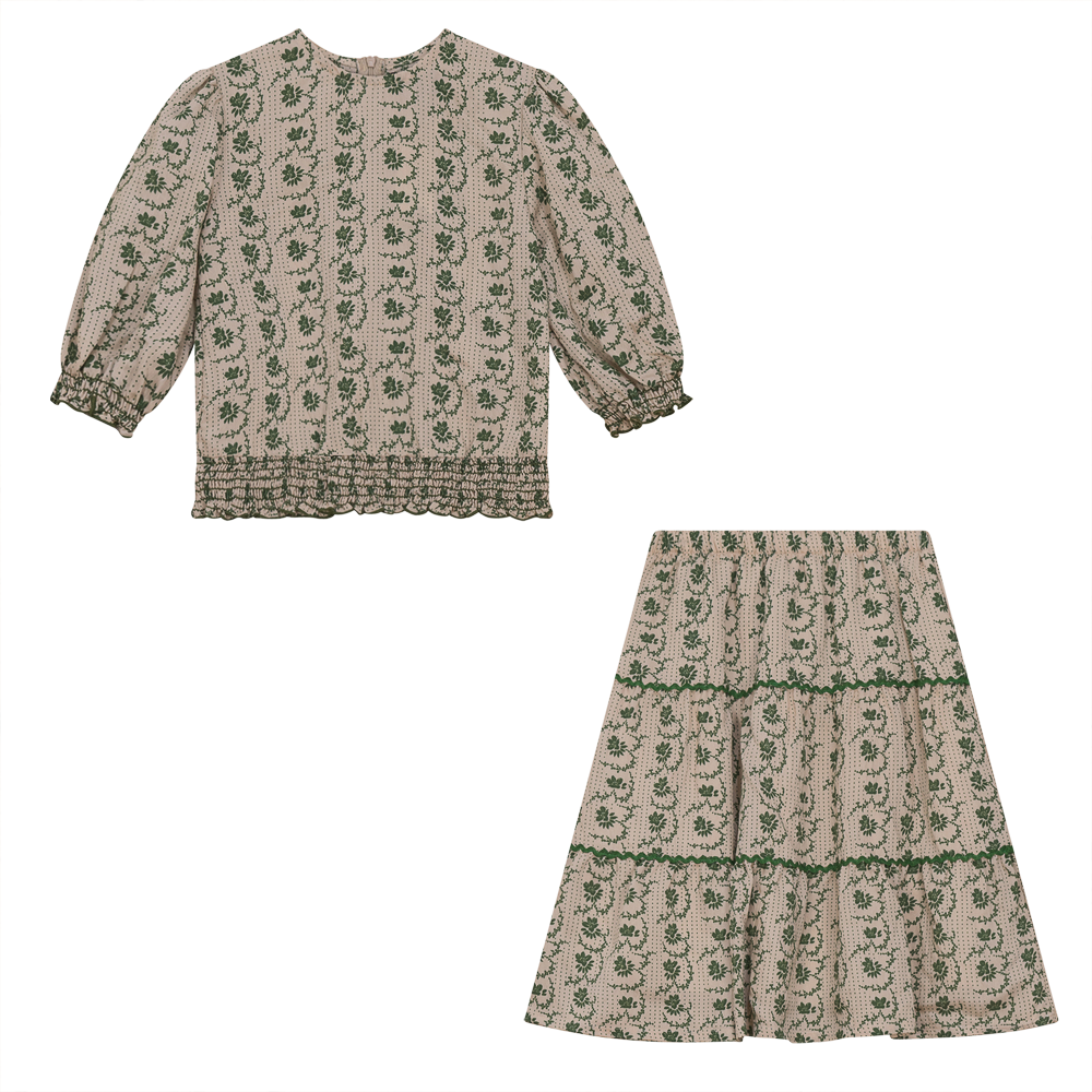 2 Pc Girls Top and Dress Navy Floral