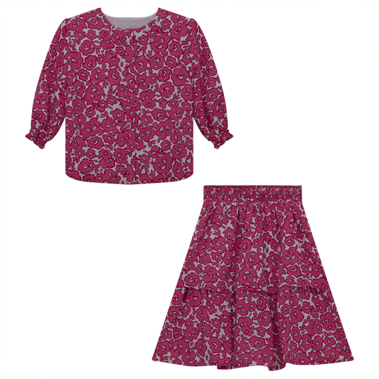 2 PCS Girls set Pink Floral