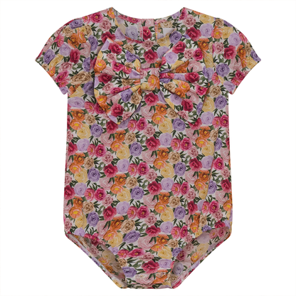 Floral Onesie With Bow Pink Floral