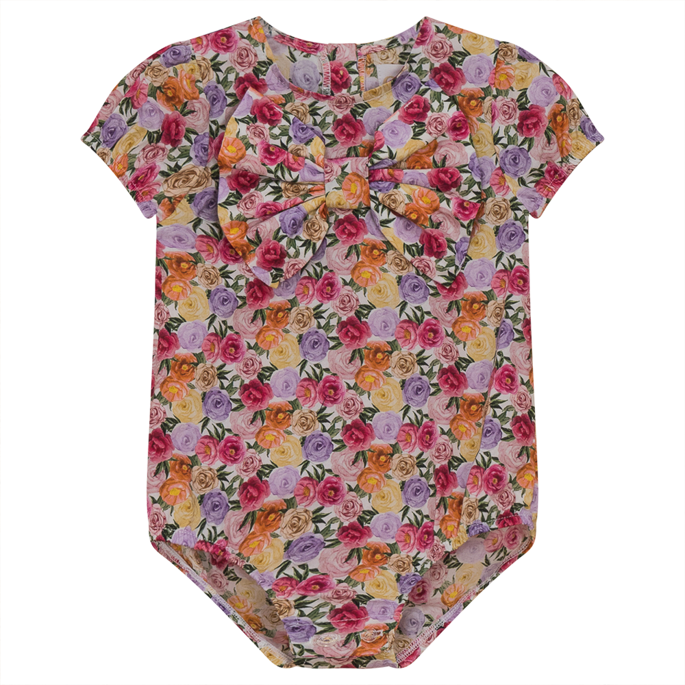 Floral Onesie With Bow Pink Floral