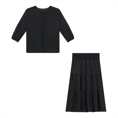 Smockin 2 Pc Set Top and Skirt Black