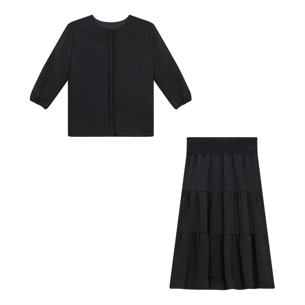 Smockin 2 Pc Set Top and Skirt Black