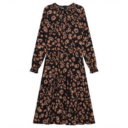 Pattern Print Dress BLACK CORAL