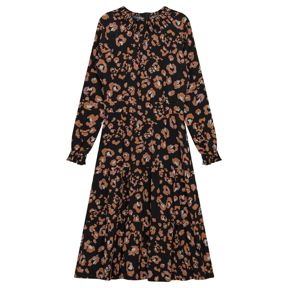 Pattern Print Dress BLACK CORAL