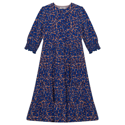 Tiered Dress Blue Print