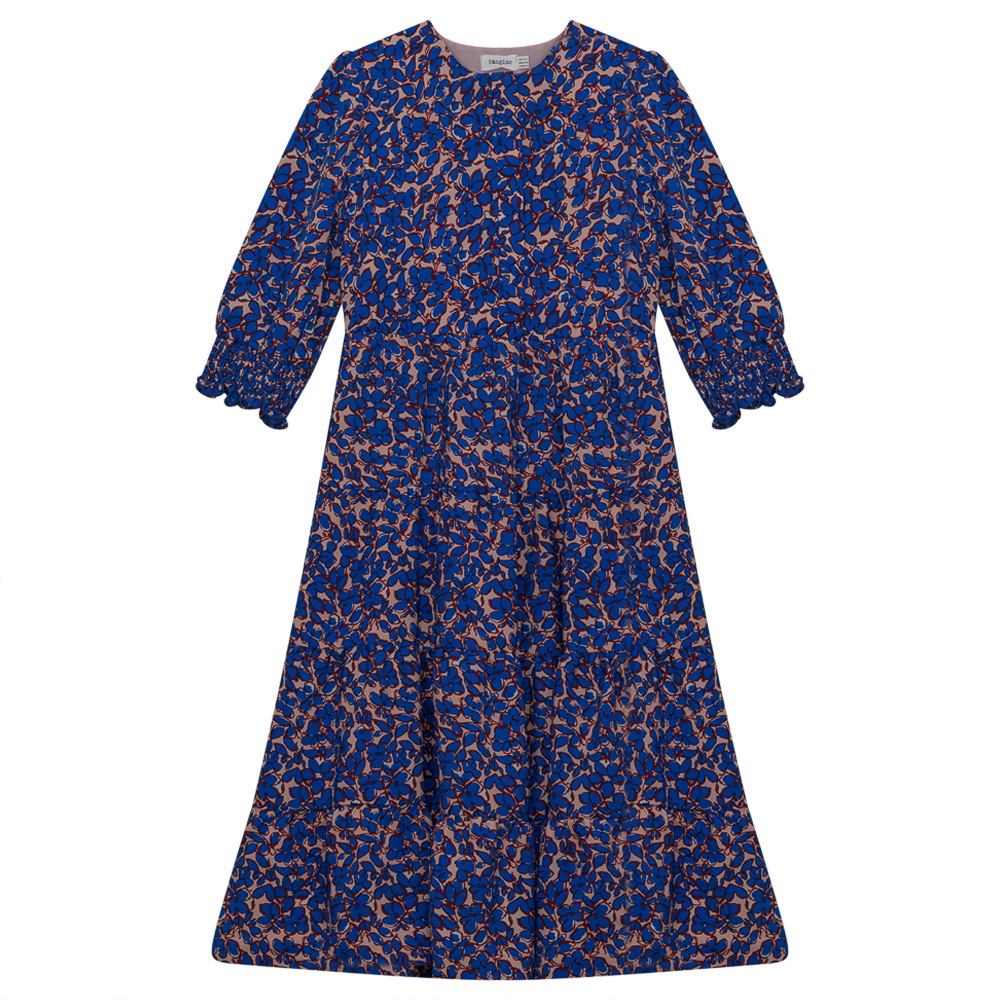 Tiered Dress Blue Print
