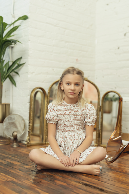 Floral Print Smocking Dress