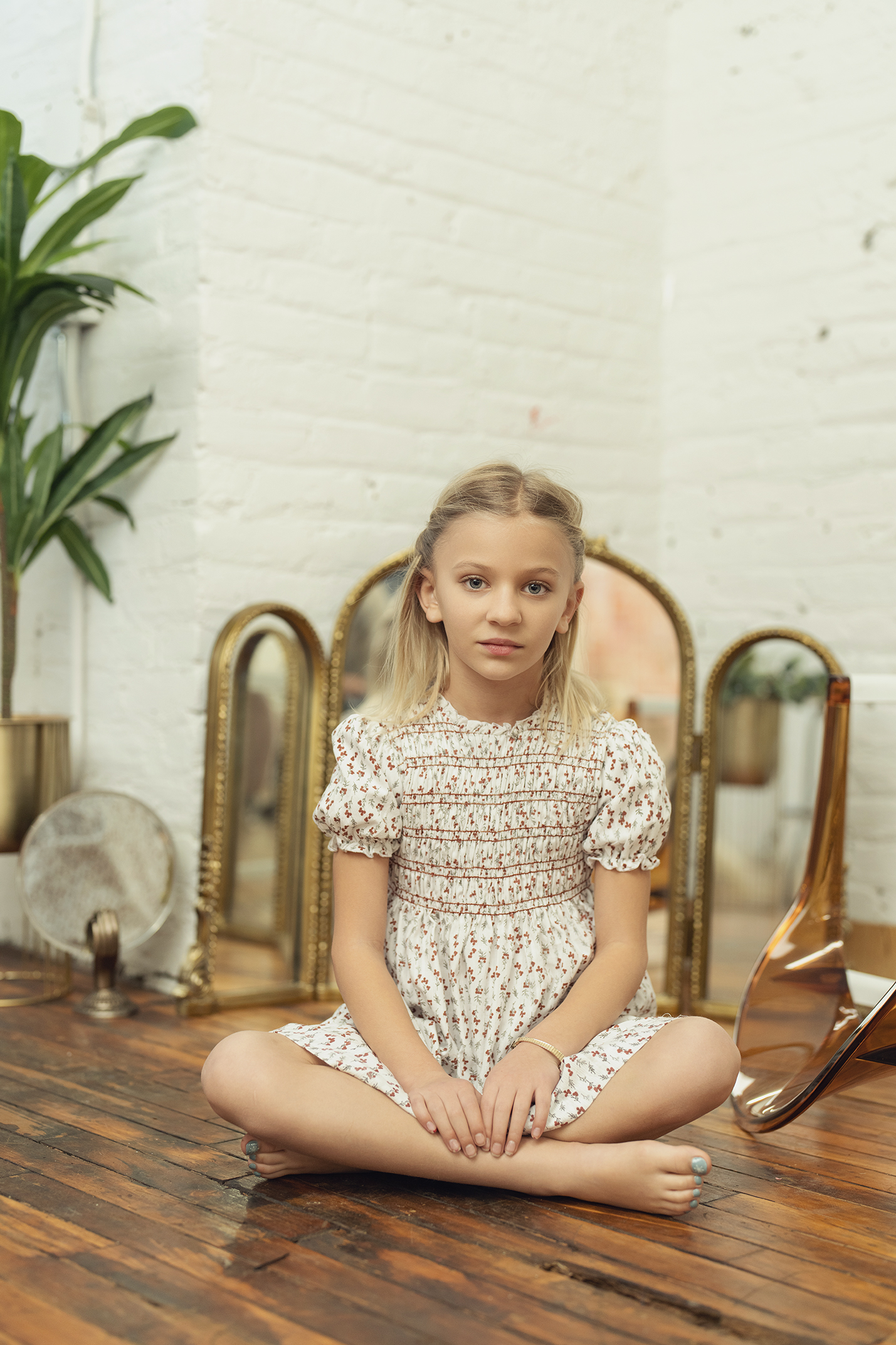 Floral Print Smocking Dress