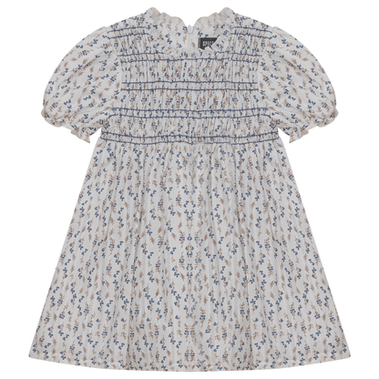 Floral Print Smocking Dress DENIM FLORAL