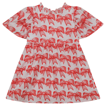 Bow Print Dress Red Bow-Print