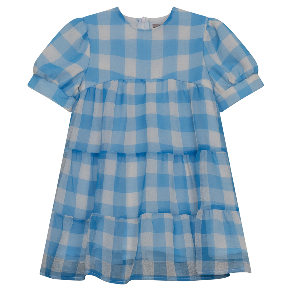 4 Layered Checkerd Dress Blue