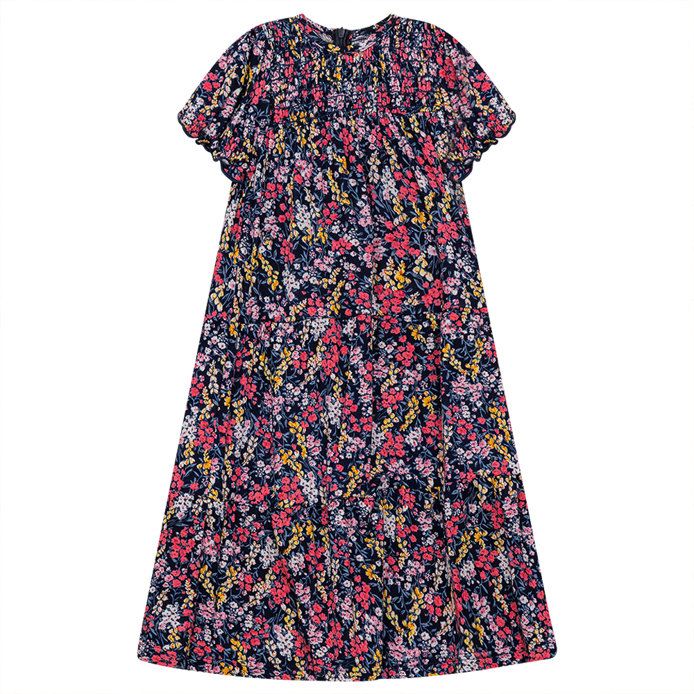 Floral Tiered Dress Navy Floral