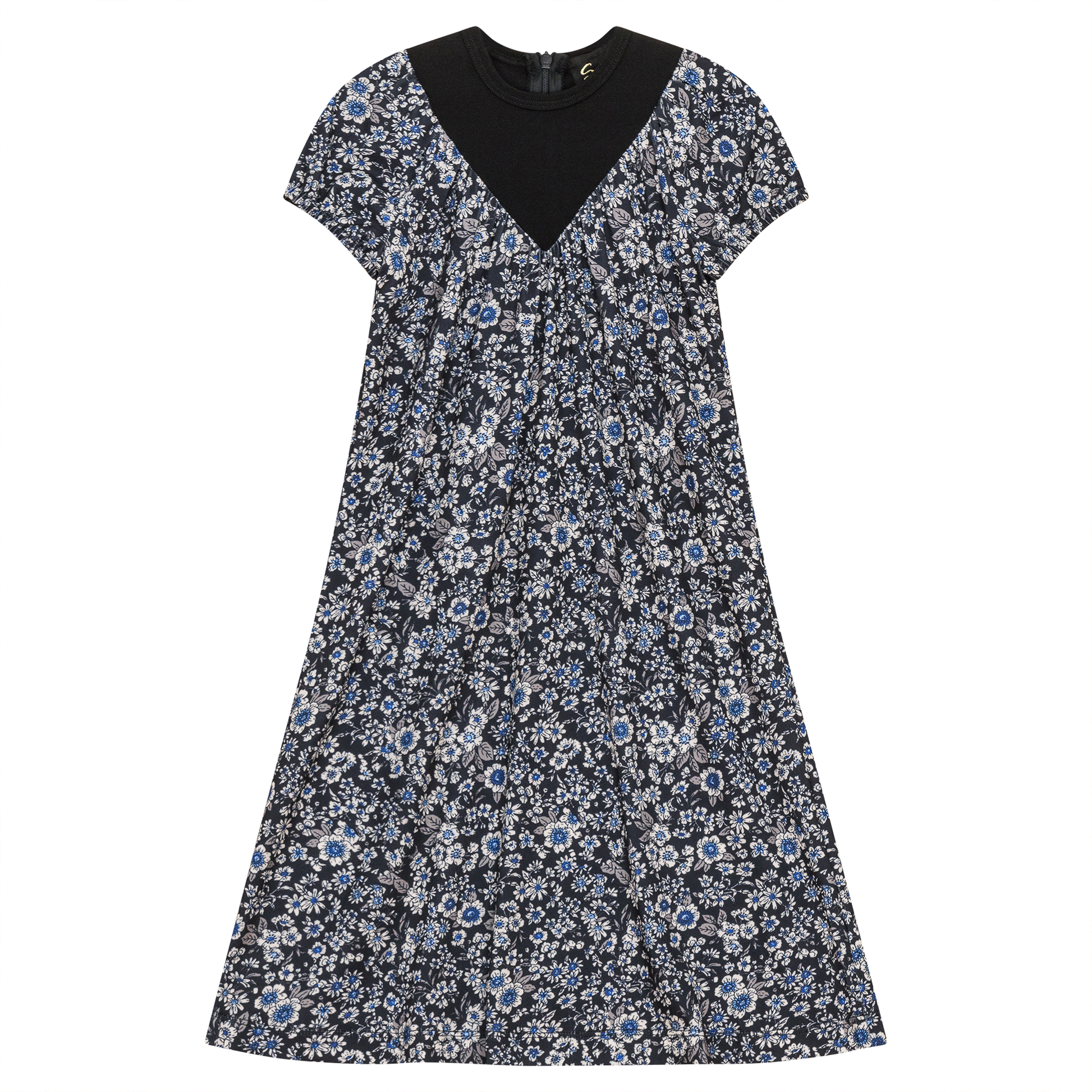 Floral Print Dress Black Blue Floral