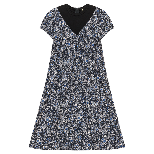 Floral Print Dress Black Blue Floral
