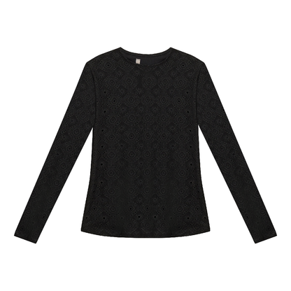 Long Sleeve Top Black Lace
