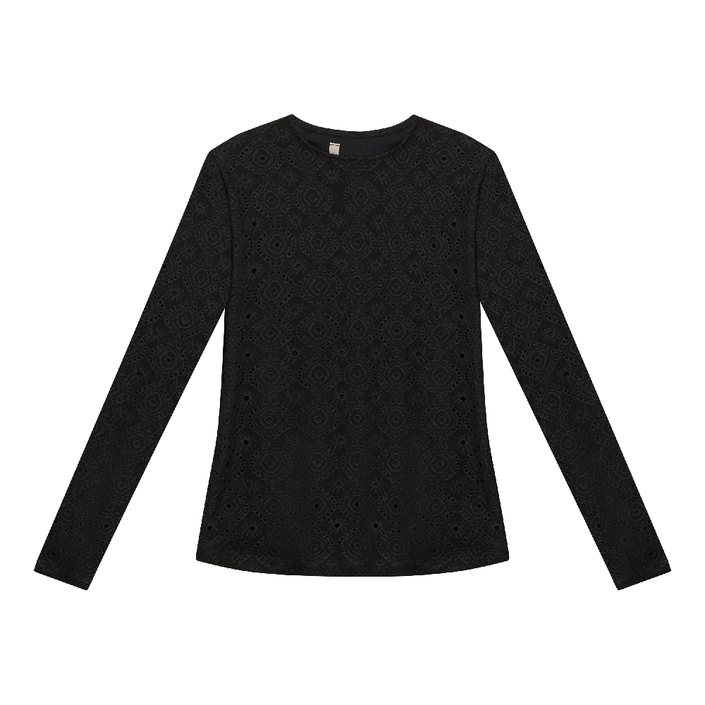 Long Sleeve Top Black Lace