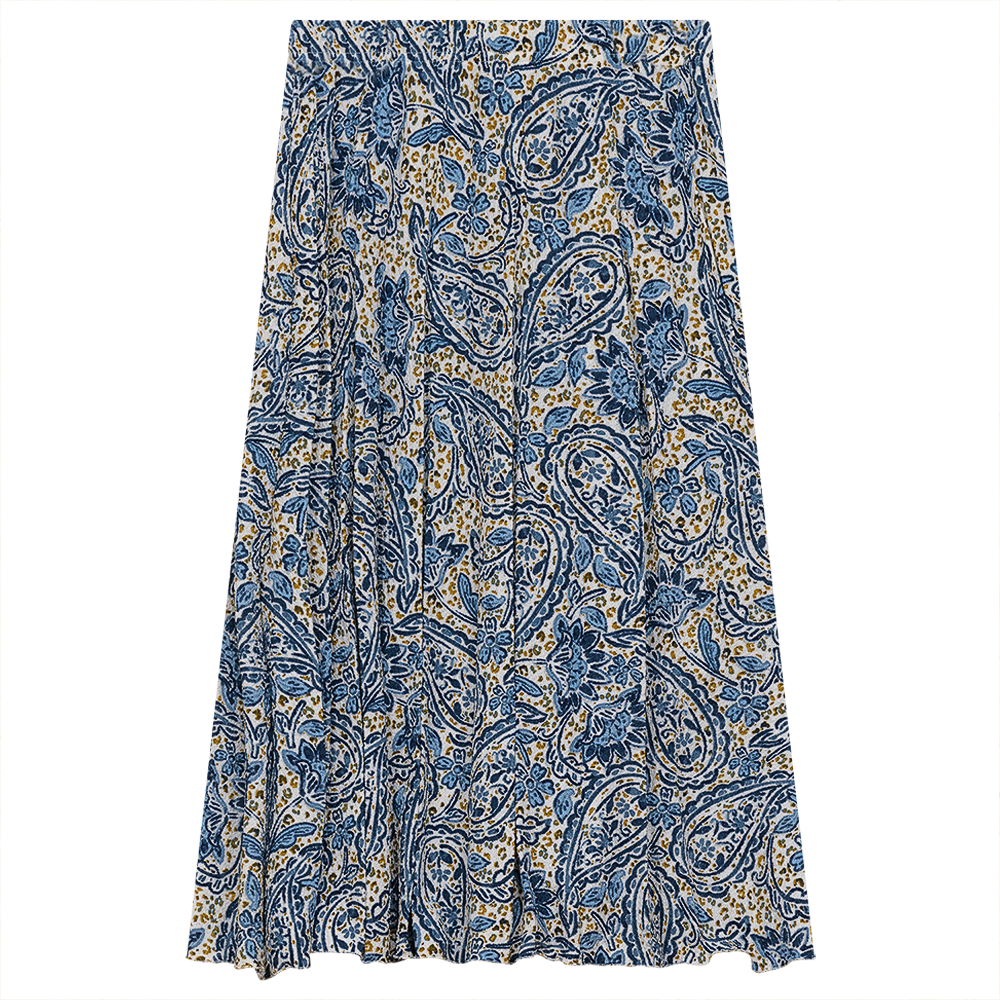 Printed Skirt White Denim Print