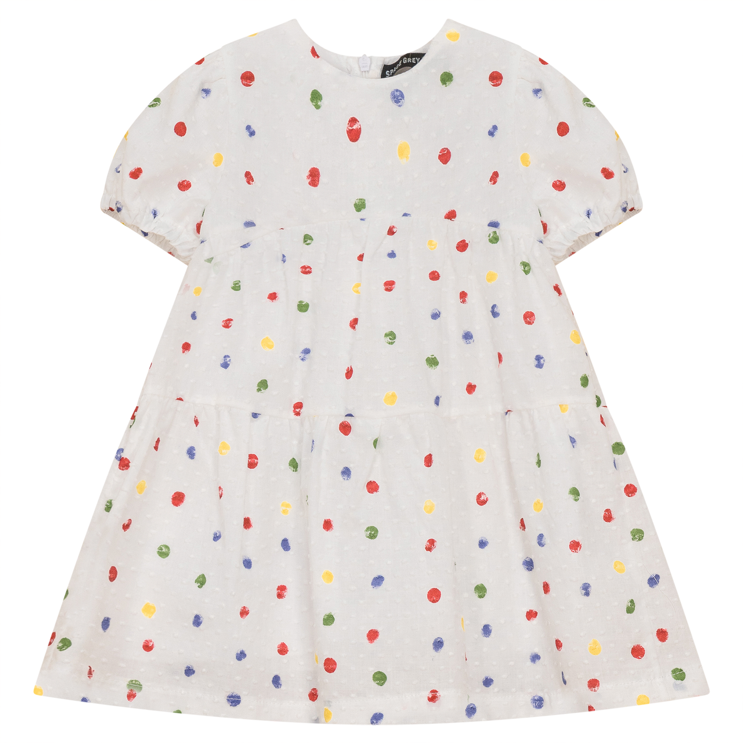 Tiered Dress White Multi-Dots