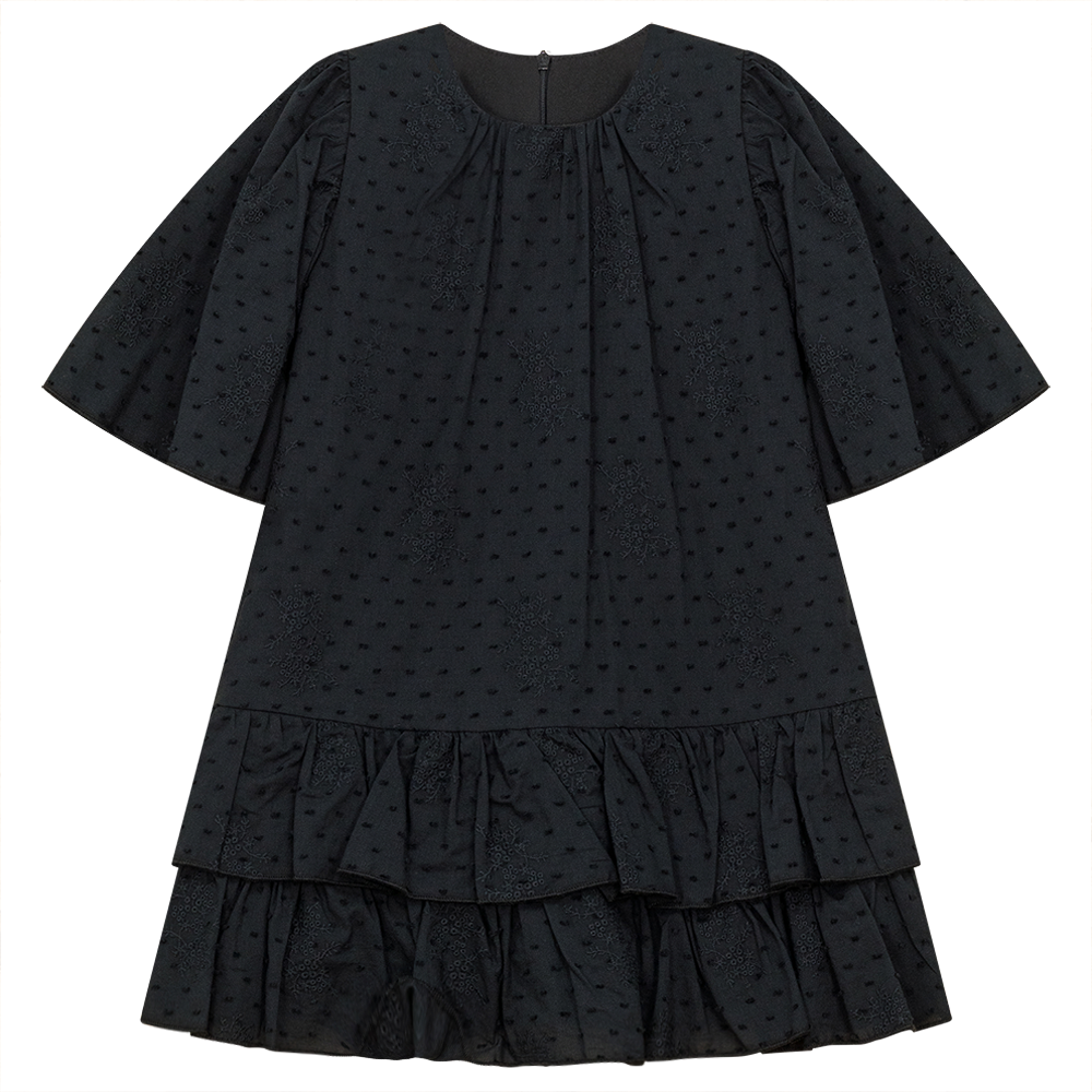 Woven Ruffled Dress Black