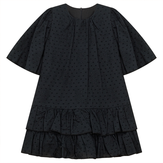 Woven Ruffled Dress Black