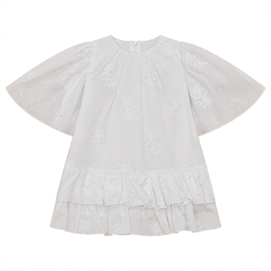 Woven Ruffled Dress White