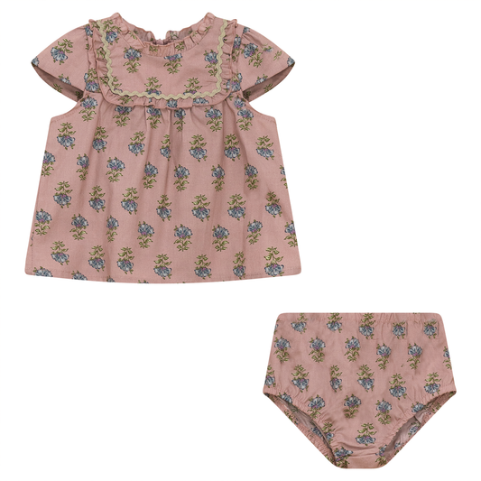 Woven 2pc Set with Ruffle Mauve
