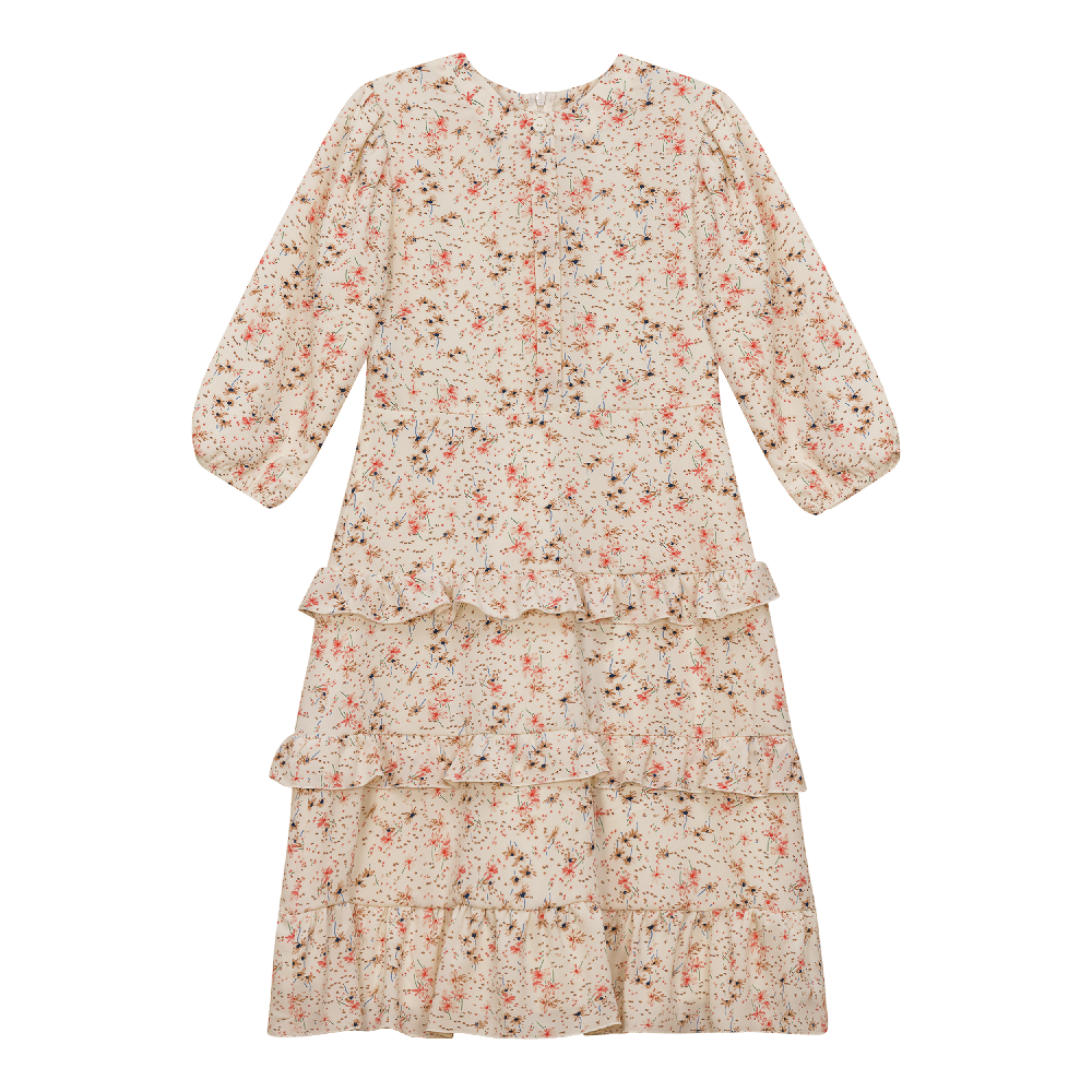 Floral Ruffled Dress Cream Floral