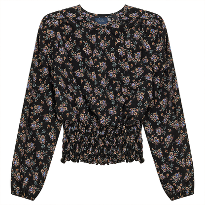 Wrap Top Black Floral