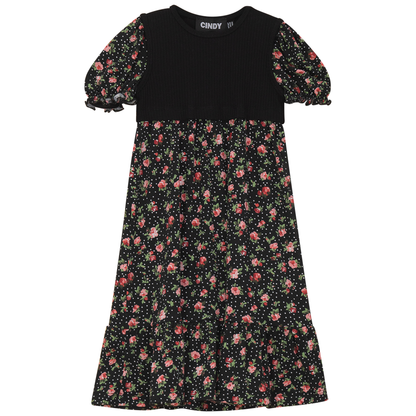 Printed Pleated Dress Pink Floral