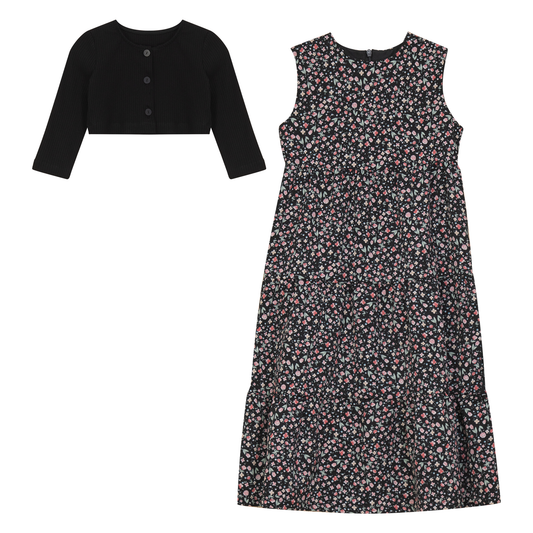 Contrast Jumper Set Black Pink Floral