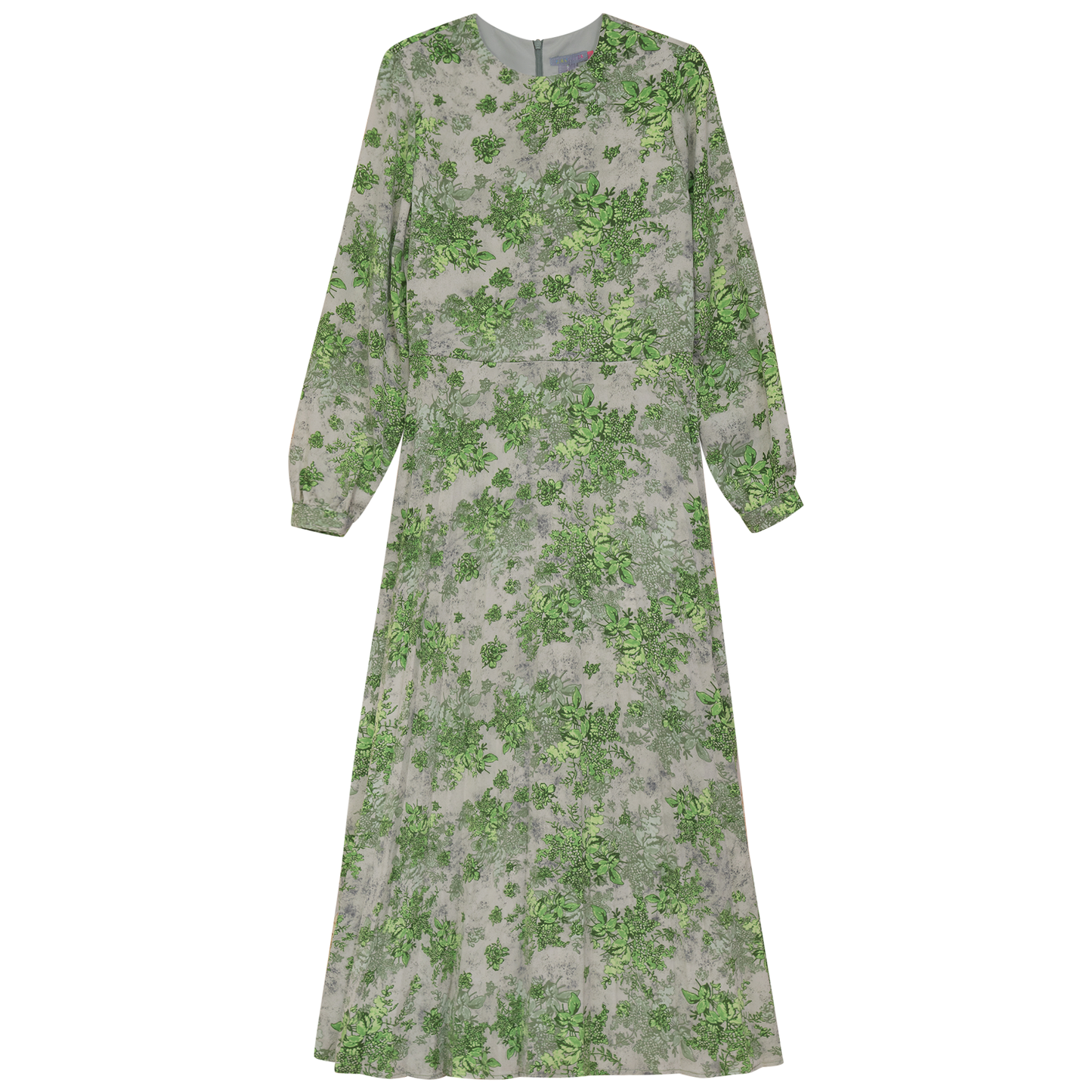Floral Pleated Dress Green Print