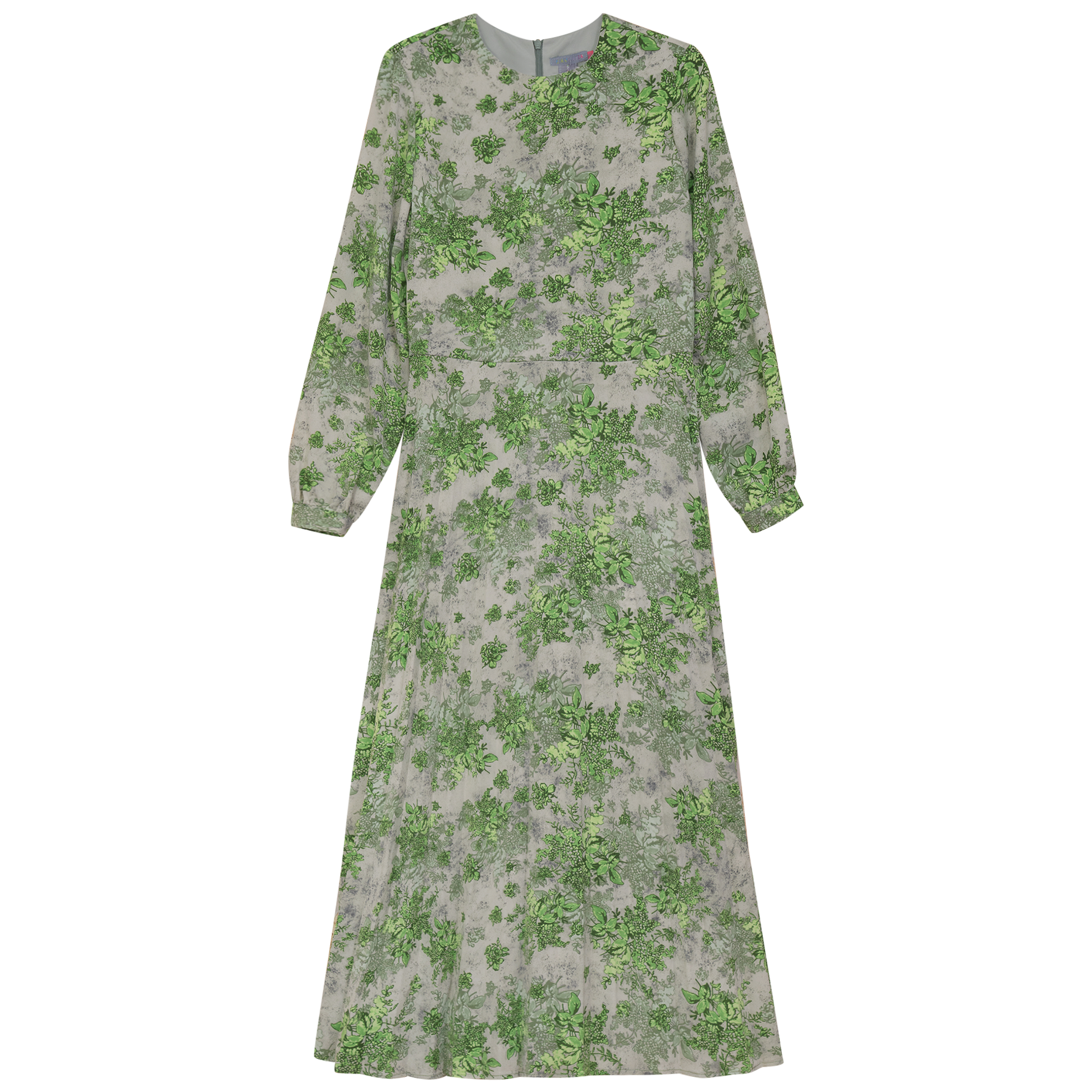 Floral Pleated Dress Green Print