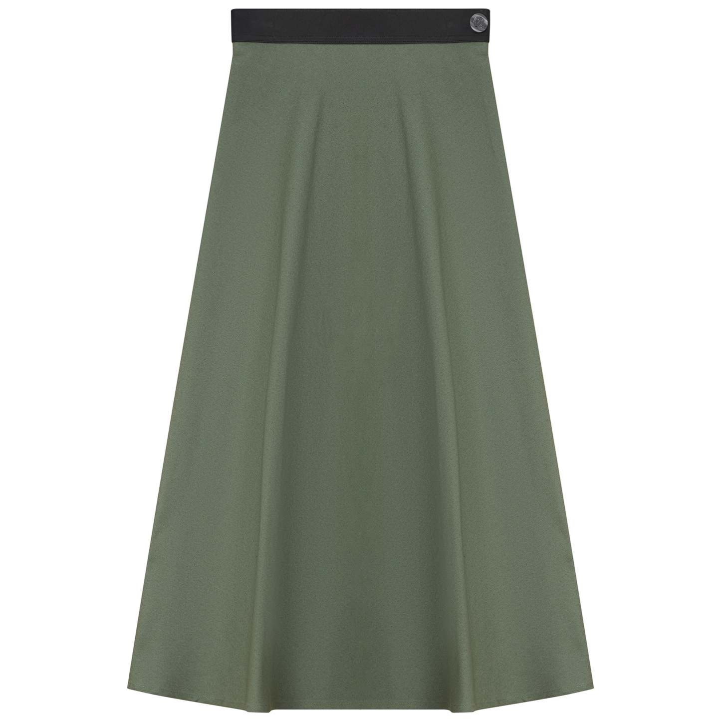 Stretch Leather Waistband Skirt Olive Black