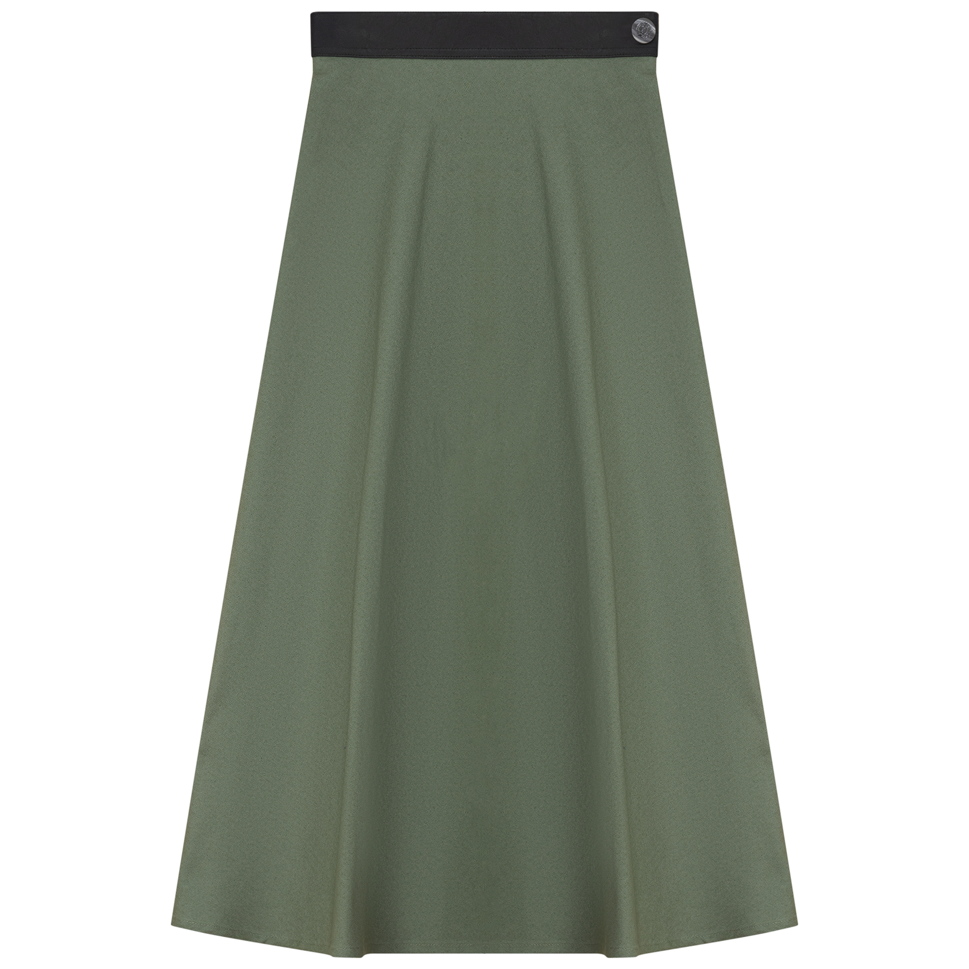 Stretch Leather Waistband Skirt Olive Black