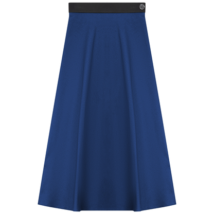 Stretch Leather Waistband Skirt Royal Black