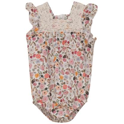 Printed Floral Lace Onesie Multi Floral