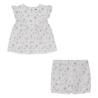 Printed 2Pc Set White Blue